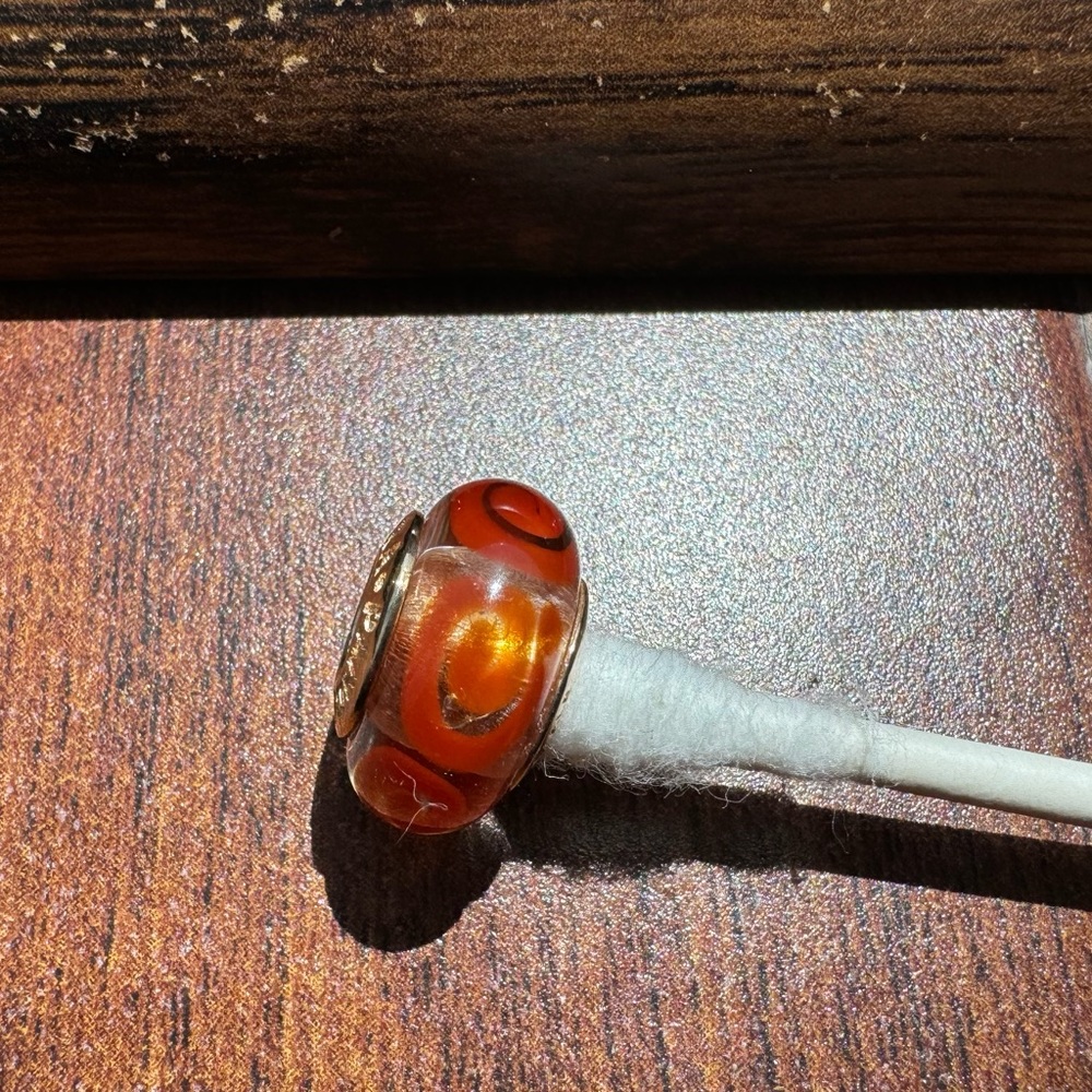 Pandora orange swirl murano bead